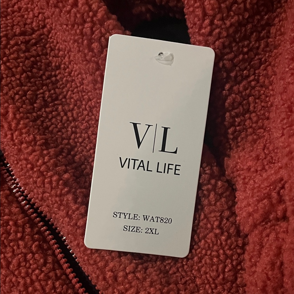 😻PLUS SIZE Rust colored Fleece Pullover with Button Collar - Picture 2 of 14
